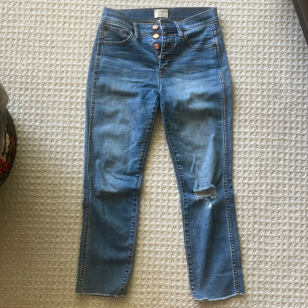 Jcrew Petite vintage straight jean in reed wash with button fly H7737 25P